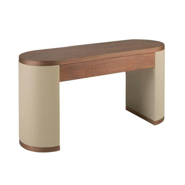 Angel Cerdá Dressing desk in faux leather, walnut and wood upholstered in mink-colored faux leather 7220