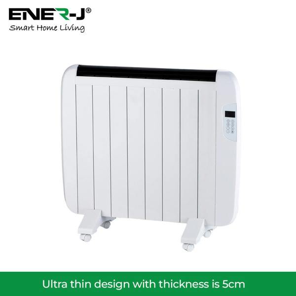 ENER-J 1200W Smart WiFi Electric Radiator Heater, 72cm, Ultra Slim 5.5cm, Wall Mounted or Freestanding, Alexa & Google Home