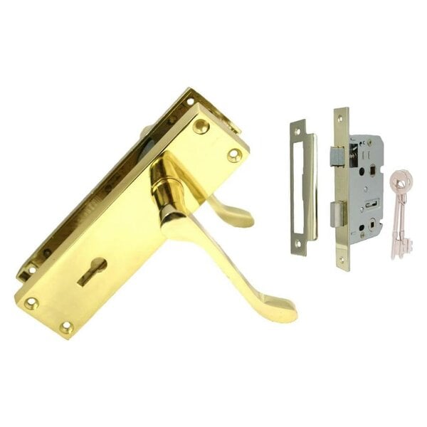 EDH Door Hardware Lock Door Handles Modern Brass Victorian Scroll Door Handle +3 Lever Sash Lock2