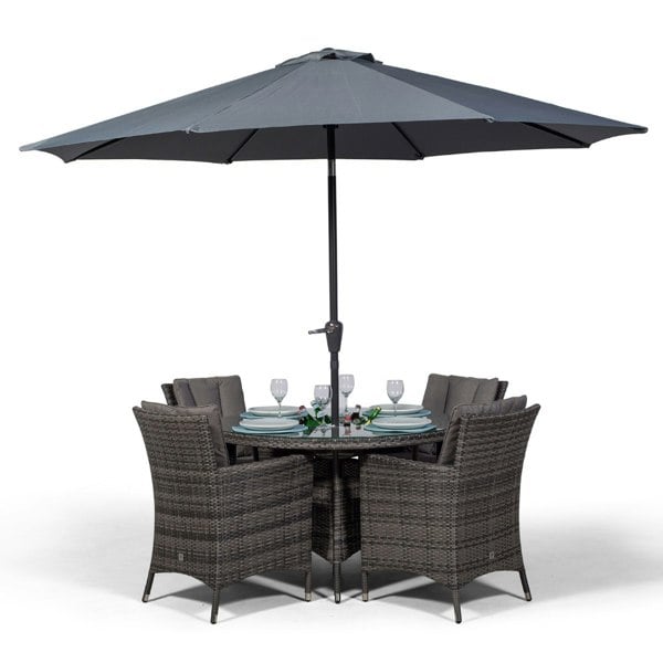 Giardino Savannah Round 4 Seater Patio Dining Set with Ice Bucket Drinks Cooler