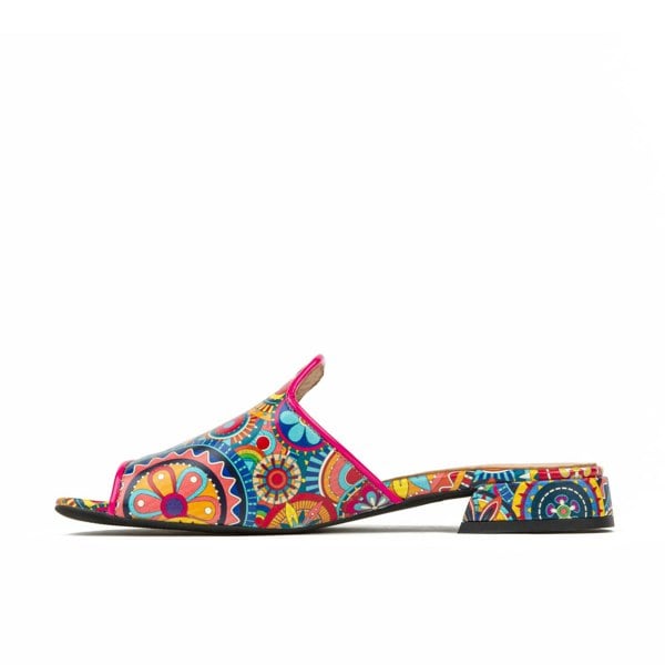 Embassy London South Beach - Signature - Women's fully leather lined flat sliders in multi colour