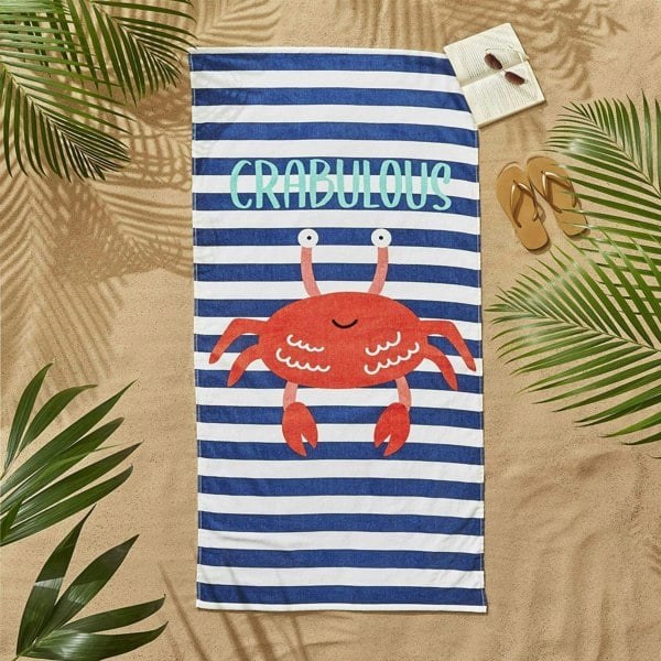 Catherine Lansfield Crabulous Blue Beach Towel