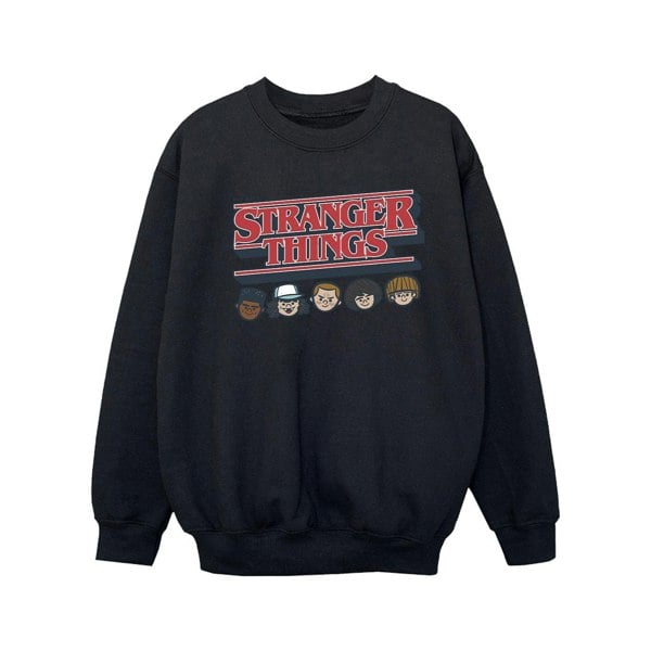 Netflix Girls Stranger Things Caricature Logo Sweatshirt - Black