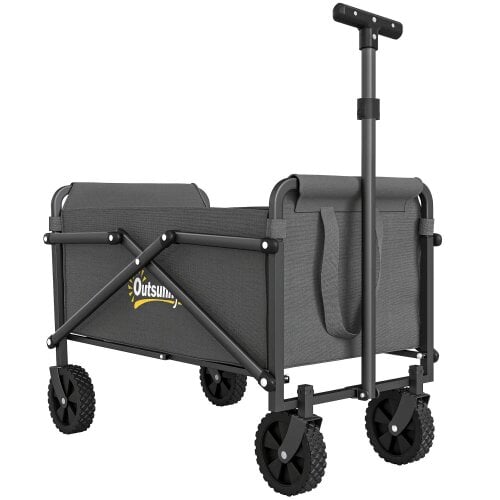 Bobobiy 41L Festival Trolley on Wheels, 60kg Heavy Duty Collapsible Foldable Wagon with Adjustable Handle and Carrying Bag for Beach, Grey