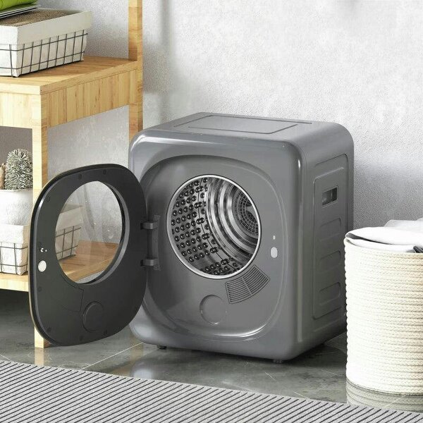 4kg Vented Tumble Dryer with 5 Drying Mode, 800W Compact Freestanding Front Tumble Dryer, Grey - Grey