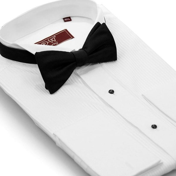 David WeJ Wing Collar Double Cuff Dress Shirt - White