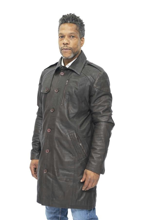 Infinity Leather Mens Leather Trench Coat-Hamburg