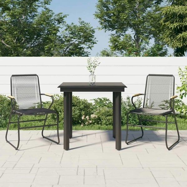 Berkfield 3 Piece Garden Dining Set Black PVC Rattan