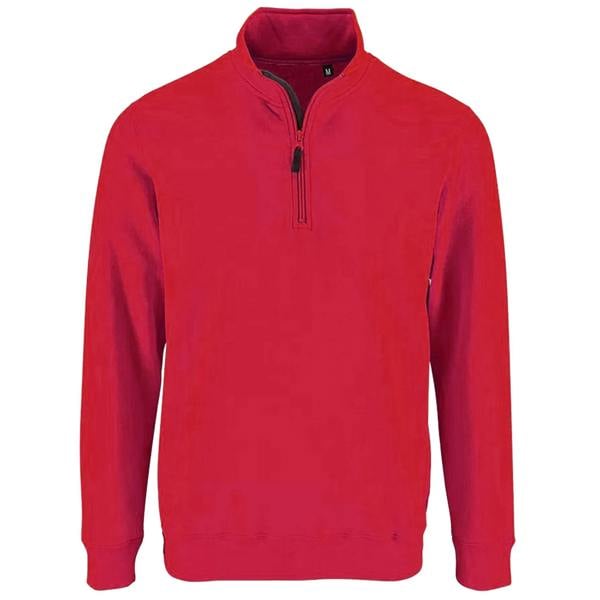 SOLS Mens Stan Contrast Zip Neck Sweatshirt - Red