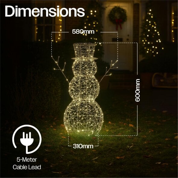 Scotts of Stow Xmas Haus 60CM FloorMounted LED Christmas Holiday Festive Snowman
