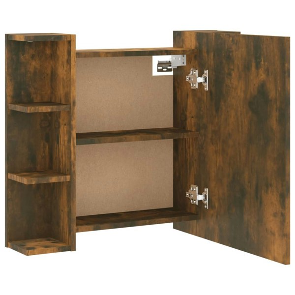 Berkfield Mirror Cabinet with LED Smoked Oak 70x16.5x60 cm