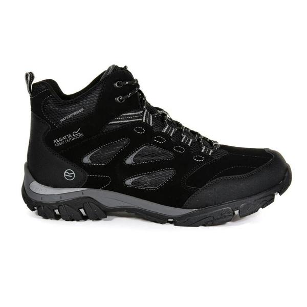 Regatta Mens Holcombe IEP Mid Hiking Boots - Black/Granite - 