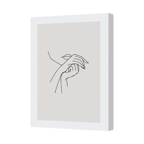 Benjamin Tate Design Canvas Wall Art Minimalist Line Drawing of Hands Black Outline