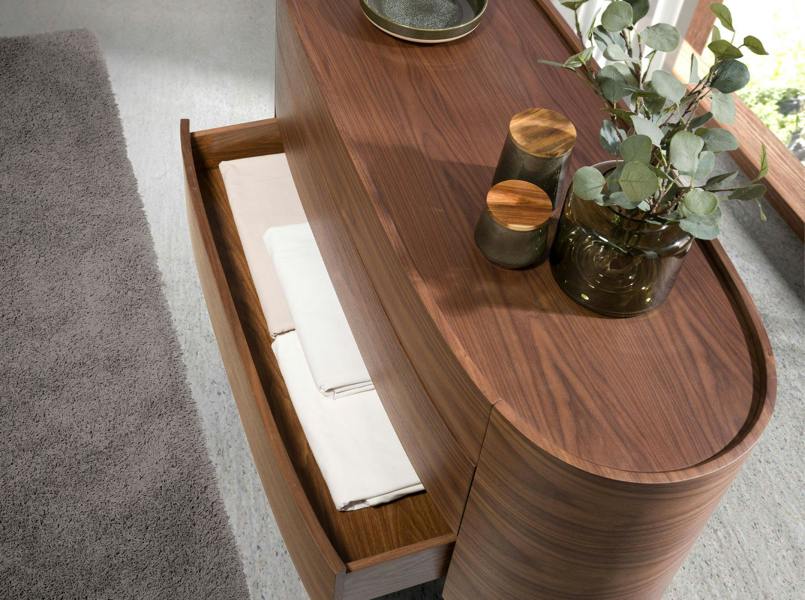 Angel Cerdá Walnut and black steel chest of drawers 7075