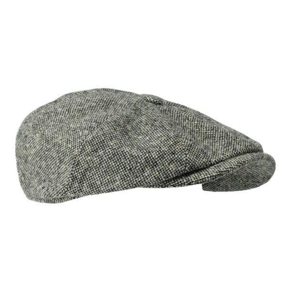 Gamble & Gunn Molloy & Sons Donegal Tweed 'Pepper' Fabric British Made Tweed 8 Panel Button Top Cap