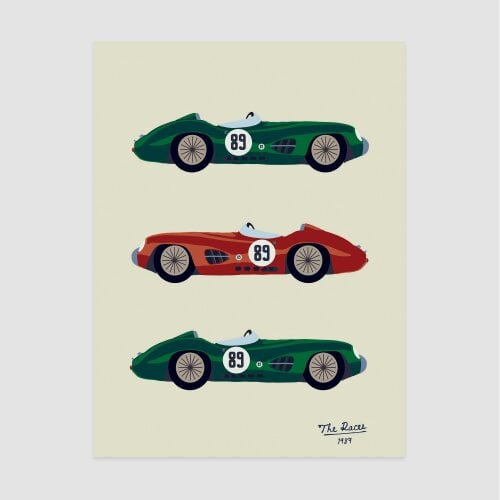 Joules Day at the Races A1 Wood Frame | Green