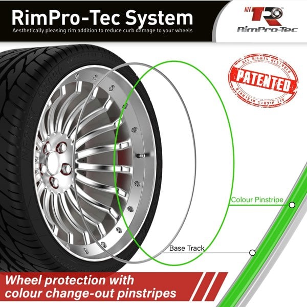 RimPro-Tec Group 4x Silver Base's 4x Lime Green Pinstripe's / RimPro-Tec® Wheelbands™ car wheel styling kit