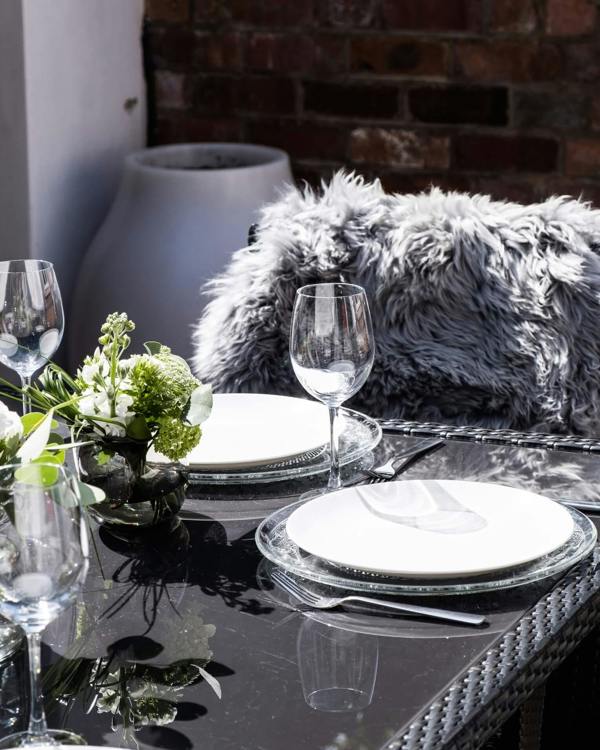 Silver Grey Single Sheepskin rug on dining chair