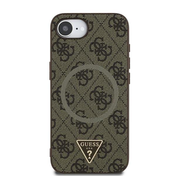 Guess PU 4G Strass Triangle Metal Logo Case for iPhone 16e Brown - GUHMPSE4P4TDPW