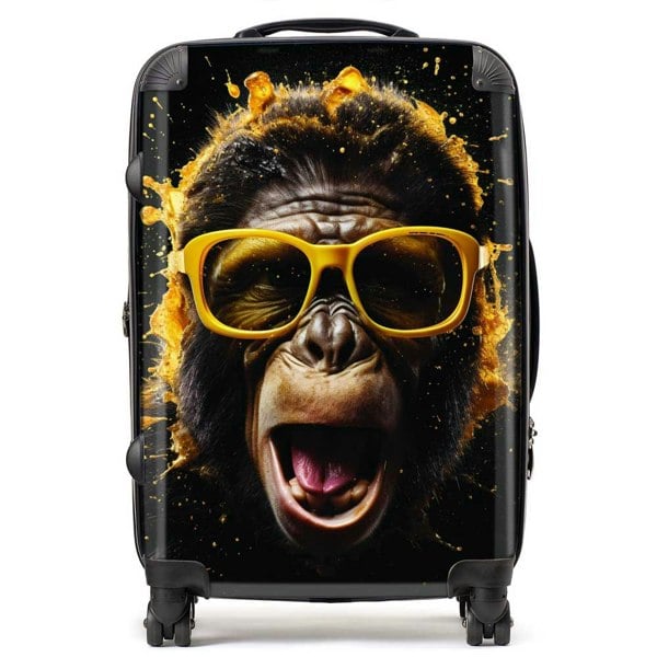 Warren Reed Splashart Monkey Face With Yellow Glasses Suitcase