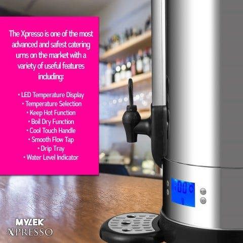 MYLEK Catering Urn, 10L Hot Water Boiler Dispenser, Commercial Digital Urn Kettle, Brews and Mulled Wine Heater