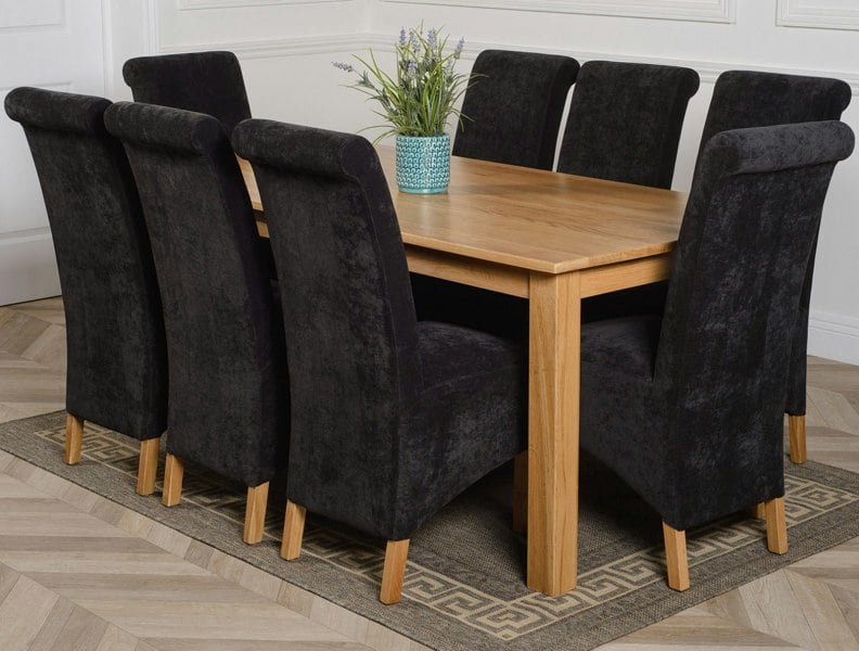 That's Furniture Oslo 180 x 90cm Large Oak Dining Set with Montana Fabric Chairs