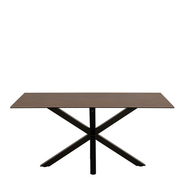 Wyld Haus Perth 160cm 6 Seater Brown Ceramic Dining Table Industrial Black Metal Legs