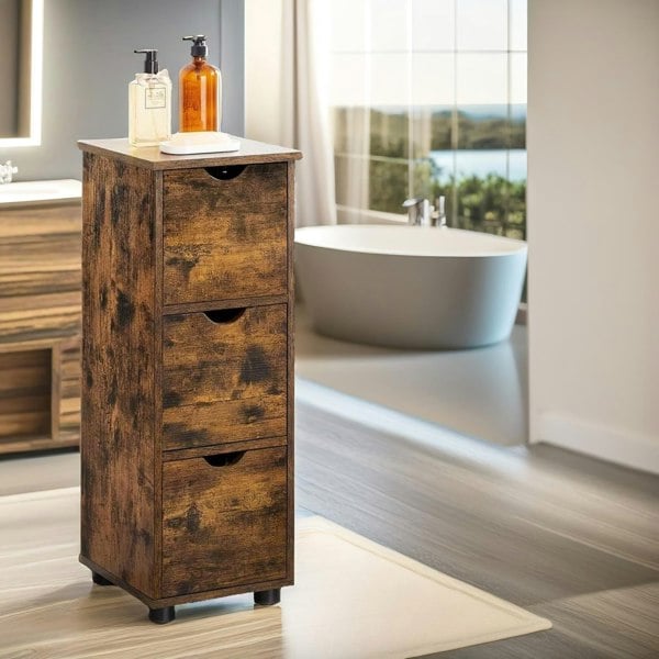 Rafaelo Mobilia Industrial 3 Drawer Storage Unit Rustic Brown
