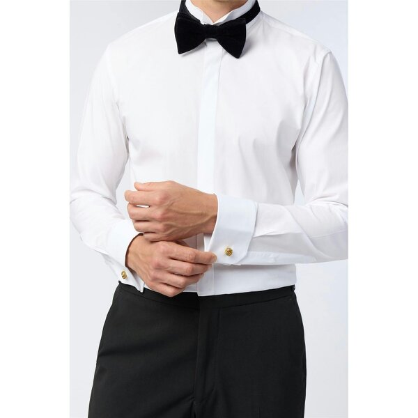 Limehaus Slim Fit White Stretch Wing Collar Dress Shirt