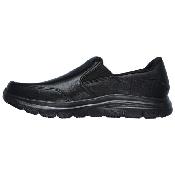 Skechers Mens Leather Flex Advantage SR - Bronwood Slip On Shoes - Black