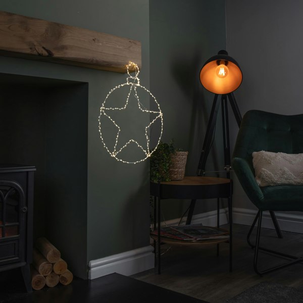 Samuel Alexander 48cm Light up Hanging Christmas Star Bauble with 236 Warm White LEDs