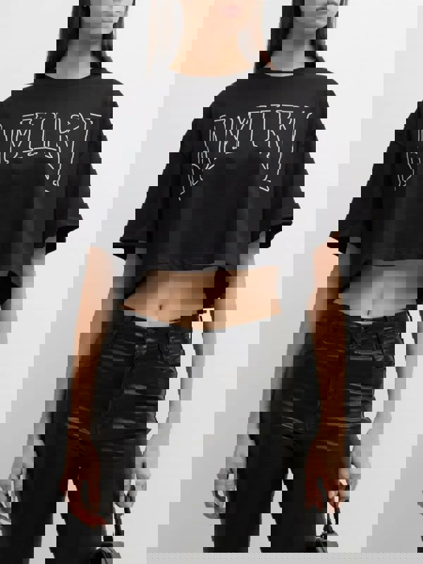 AMIRI WOMENS SUN CROPPED TEE BLACK