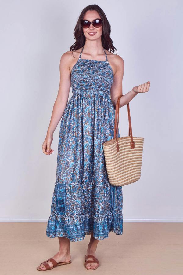 Boho Paisley Halterneck Maxi Dress
