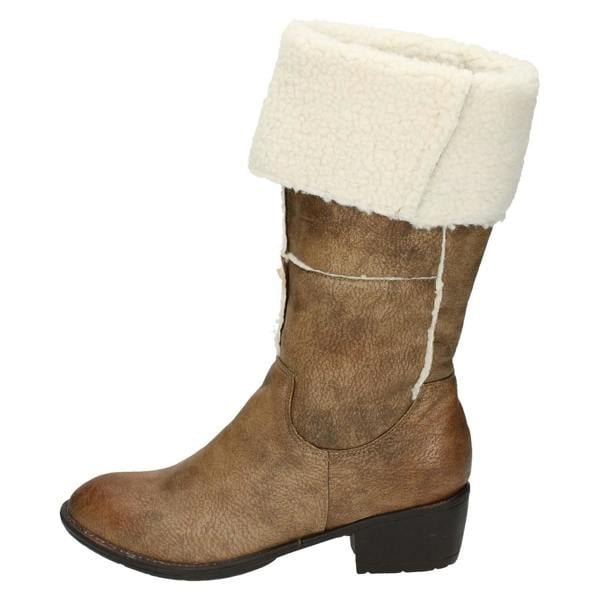 Spot On Ladies Spot On Mid Heel Fleece Lined Boot