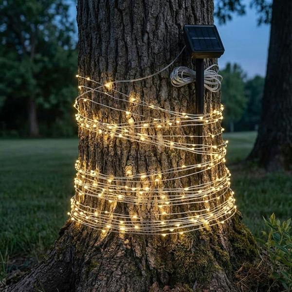 Solar Outdoor Warm White Firefly Fairy Lights 50 Lights Per String