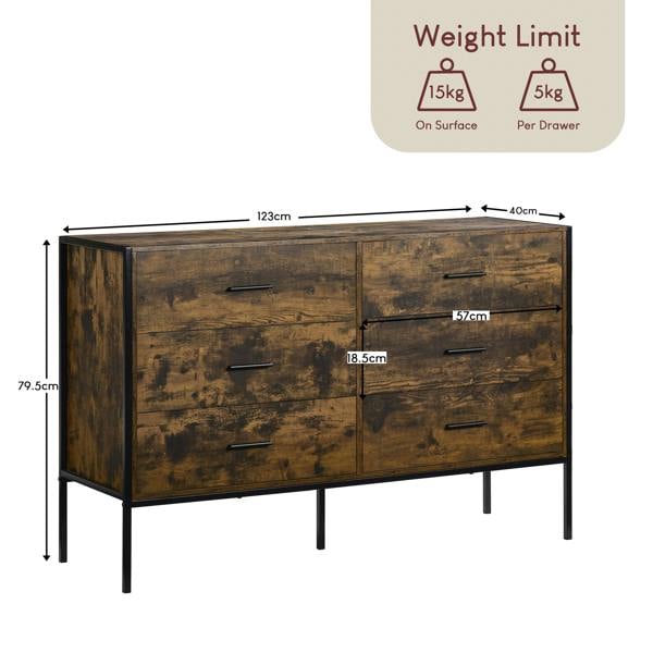 Vida Designs Brooklyn 6 Drawer Chest, Dark Wood