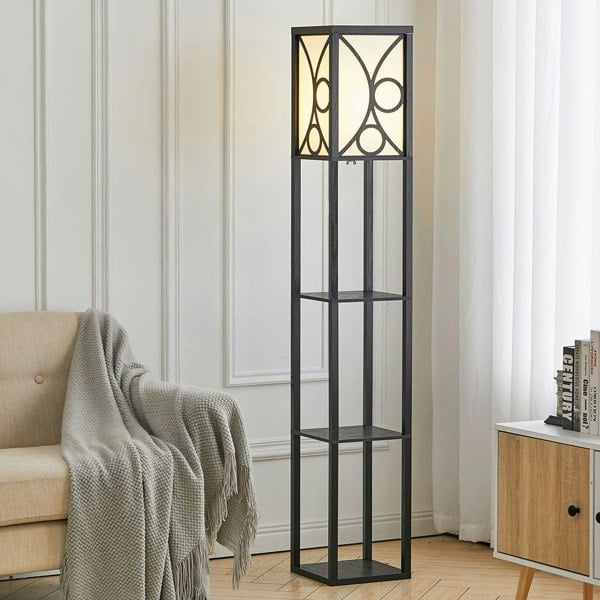 Modern Floor Lamp with 3 Wood Shelves Floorlamp Living and Home