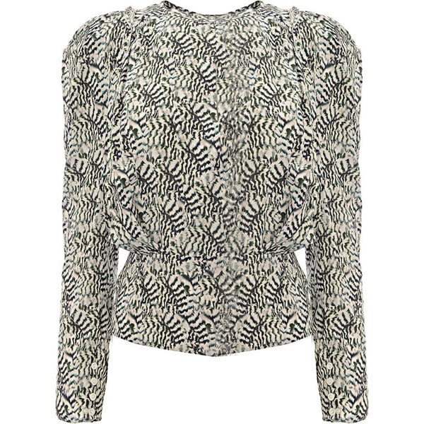 Isabel Marant Womens Zarga Butterfly Print Silk Ls Blouse in Black
