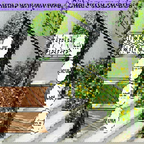 Gr8 Garden Outdoor Adjustable Black Steel Handrail 1-4 Steps Garden Stairs Safety Grab Rail