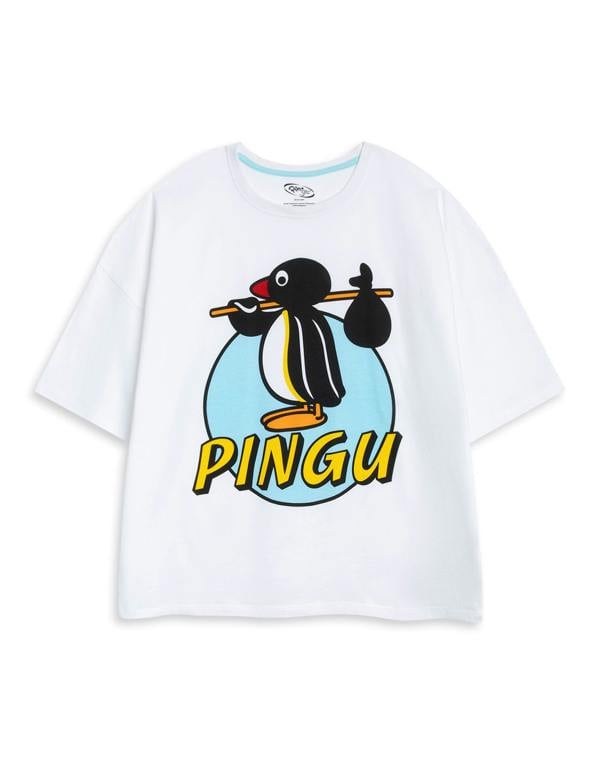Pingu Womens Blue Character Short Sleeve Long Leg Pyjama Set
