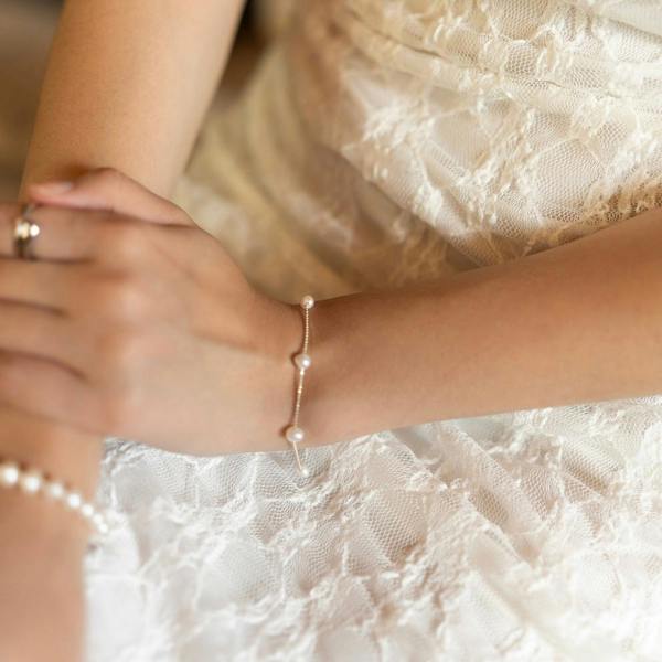 Spero London Satellite Natural Baroque Pearl Sterling Silver Bracelet