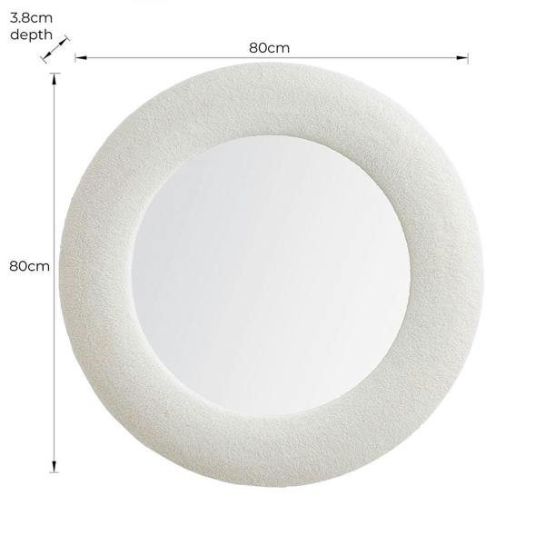 Pagazzi Lighting Bouclé Cream Round Mirror