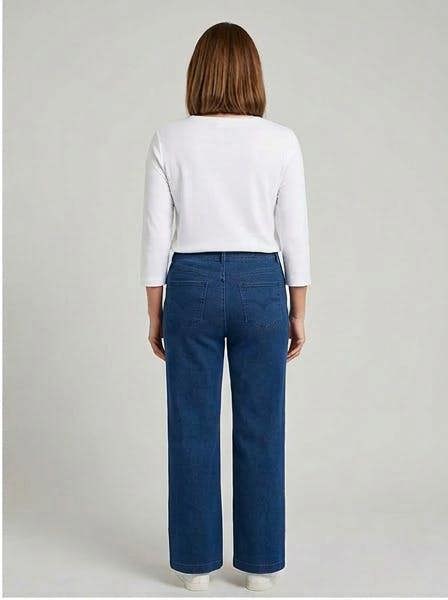 PennyPlain 5 Pocket Wide Leg Denim - Blue Wash