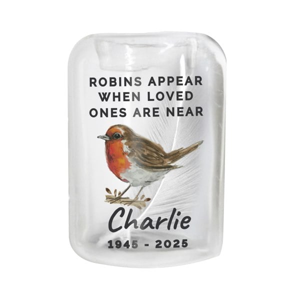 Personalised Memento Company Personalised Robin Memorial Feather Tealight Holder