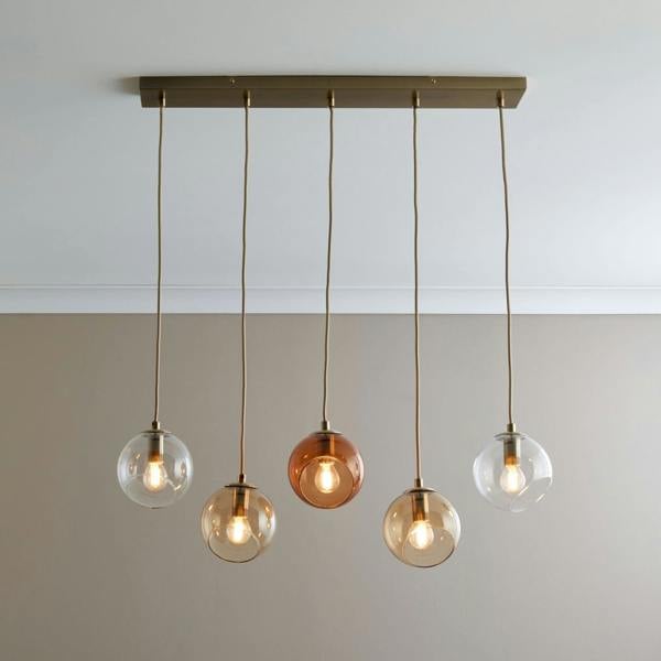 Pagazzi Lighting Branco 5 Light Antique Brass Ceiling Pendant Bar
