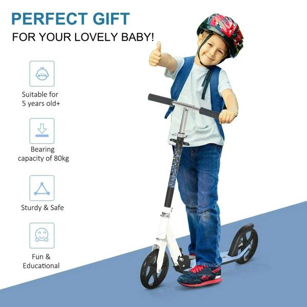 Kids folding kick scooter in blue with adjustable handlebar and kickstand