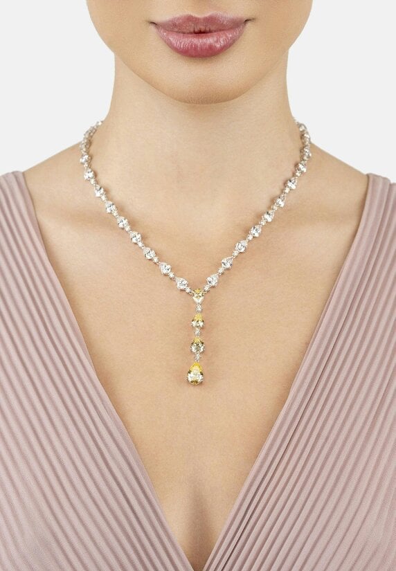 Latelita Elizabeth Statement Necklace Yellow Topaz Silver