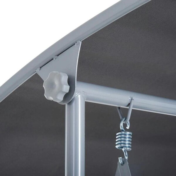 Steel Frame 2-Seater Swing Chair w/ Table Grey