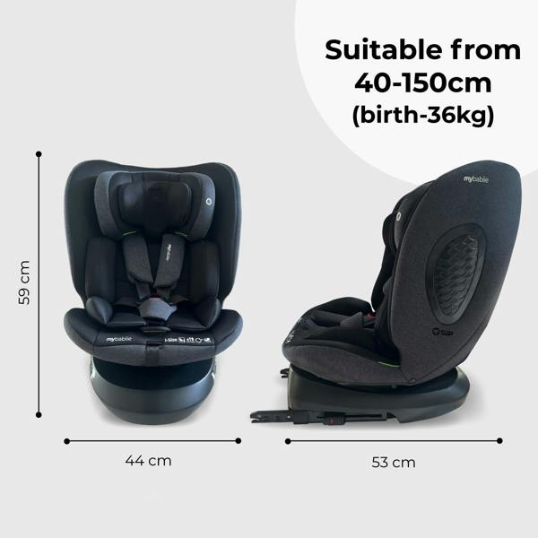 My Babiie MBCS200 i-Size (40-150cm) Spin Car Seat - Black