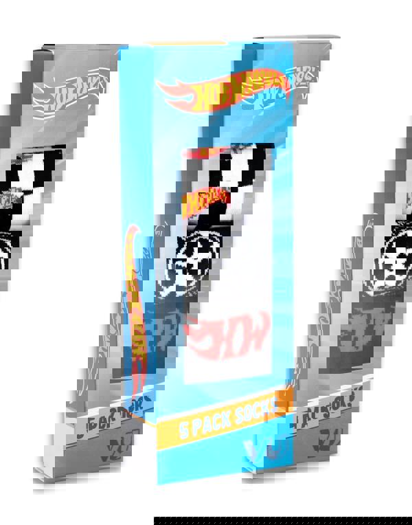 Hot Wheels Boys Multicoloured Checkerboard and Flames Calf Socks Set of 5